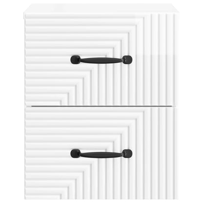 Wall-Mounted Bedside Cabinet with Drawer 2 pcs High Gloss White