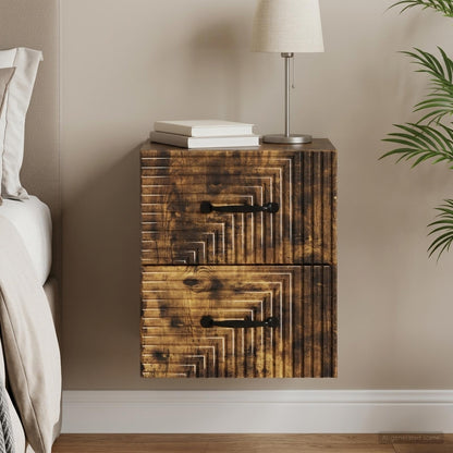 Wall-Mounted Bedside Cabinet Smoked Oak 34.5 x 33 x 40 cm