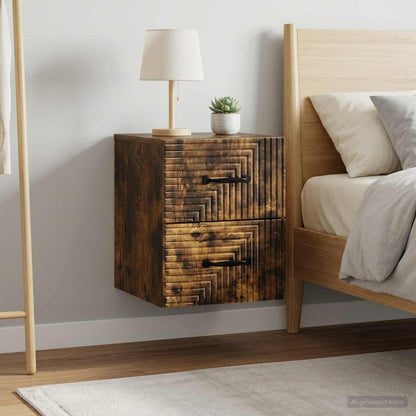 Wall-Mounted Bedside Cabinet 2 pcs Smoked Oak 34.5 x 33 x 40 cm