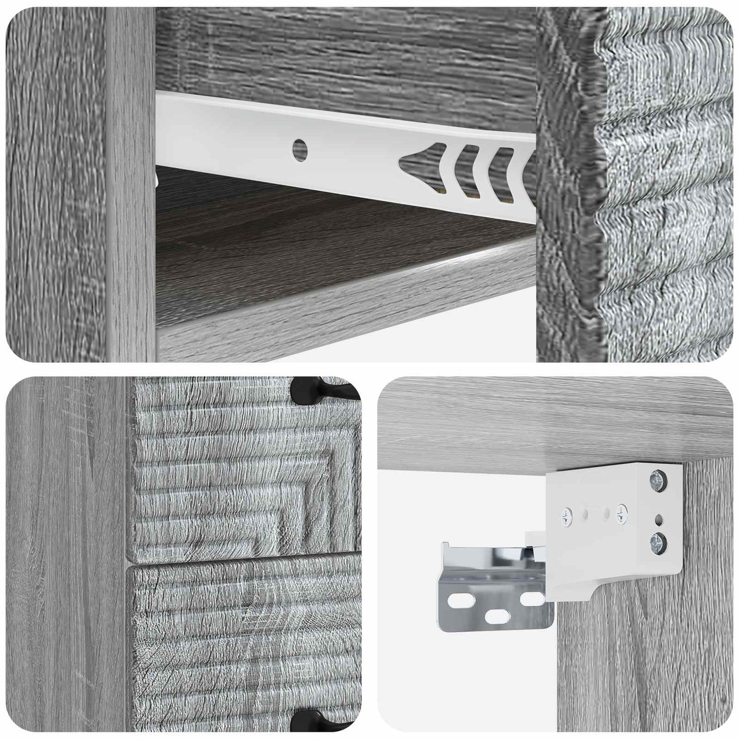 Wall-Mounted Bedside Cabinet Grey Sonoma 34.5 x 33 x 40 cm