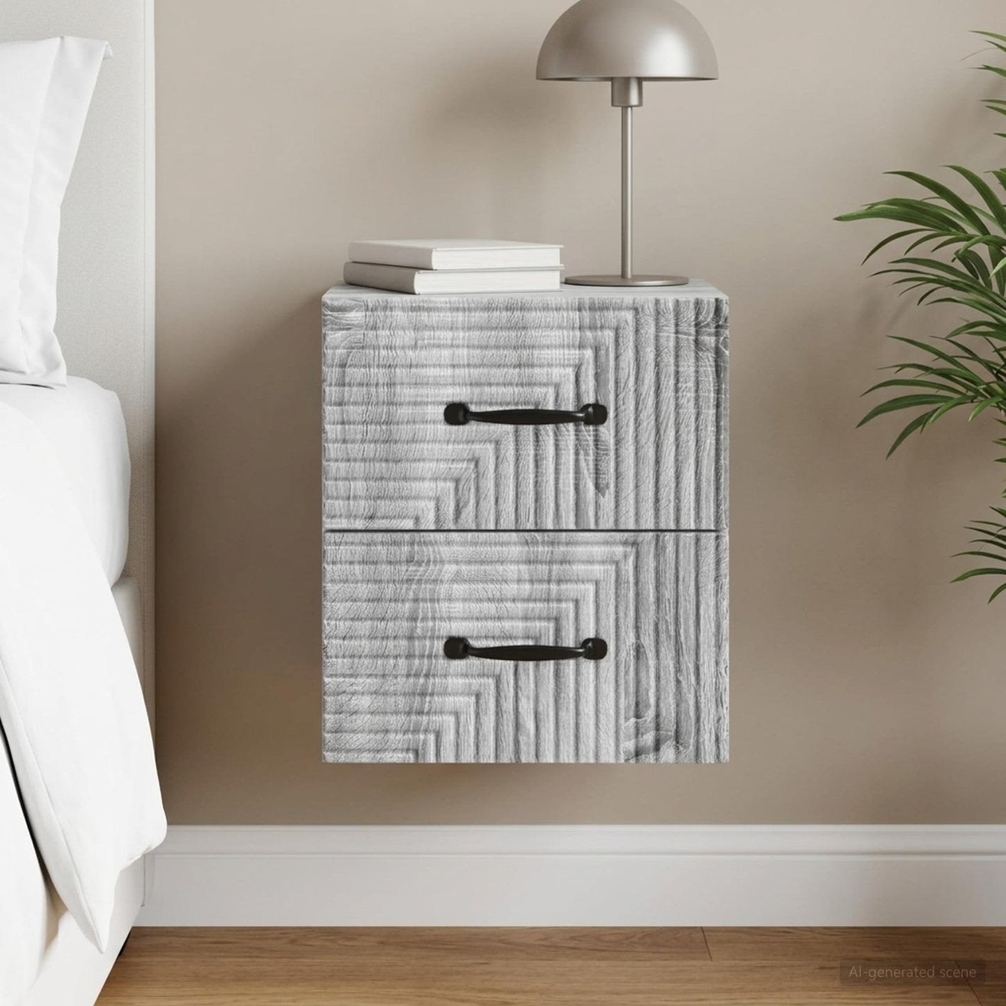 Wall-Mounted Bedside Cabinet Grey Sonoma 34.5 x 33 x 40 cm