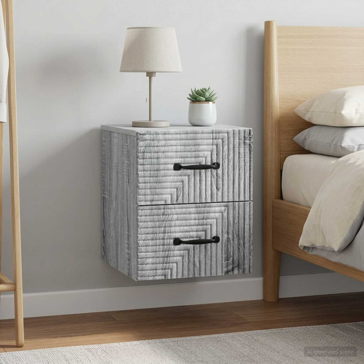 Wall-Mounted Bedside Cabinet 2 pcs Grey Sonoma