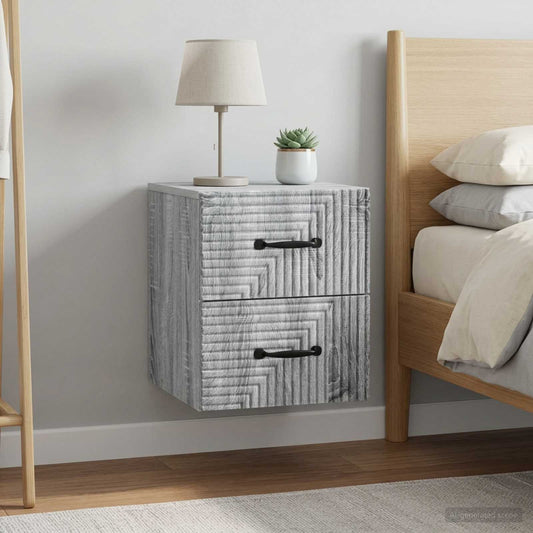 Wall-Mounted Bedside Cabinet 2 pcs Grey Sonoma