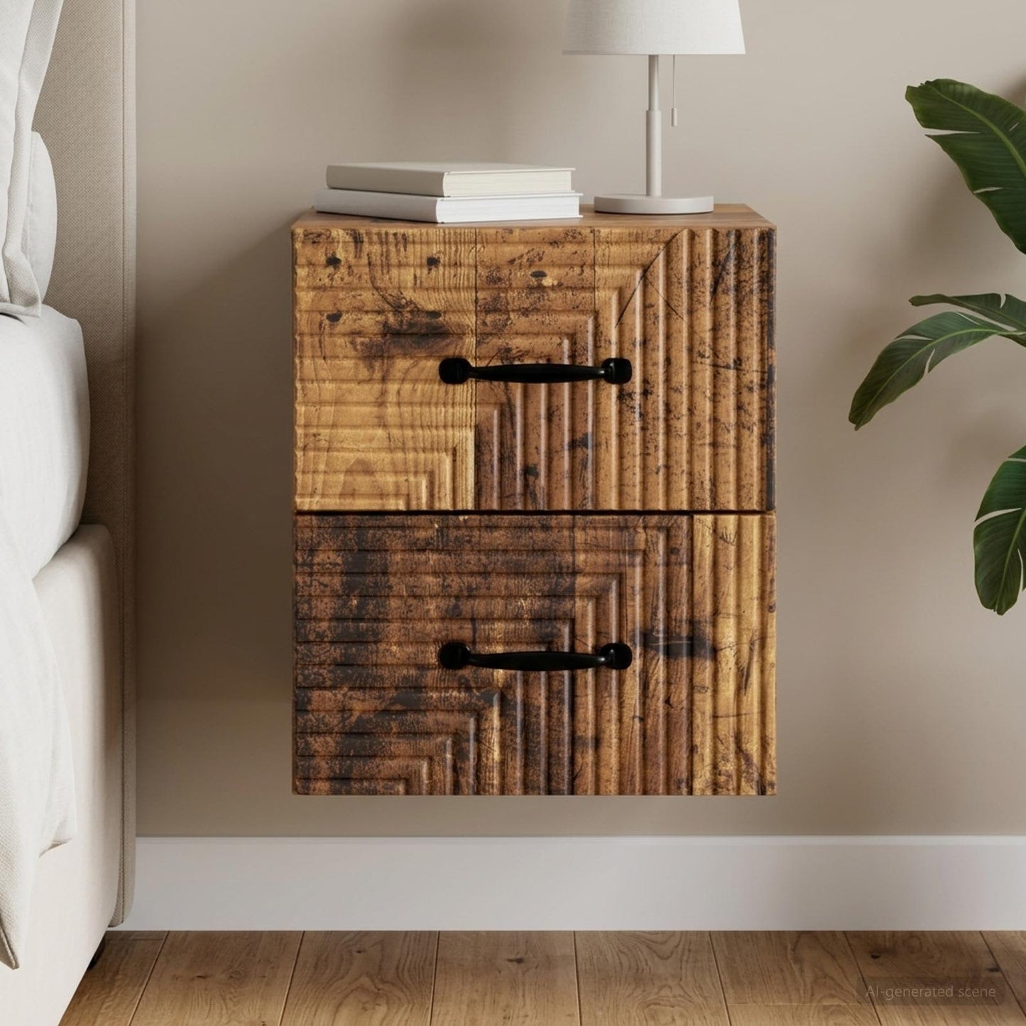 Wall-Mounted Bedside Cabinet Old Wood 34.5 x 33 x 40 cm