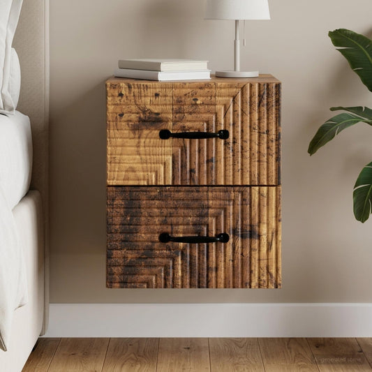 Wall-Mounted Bedside Cabinet Old Wood 34.5 x 33 x 40 cm