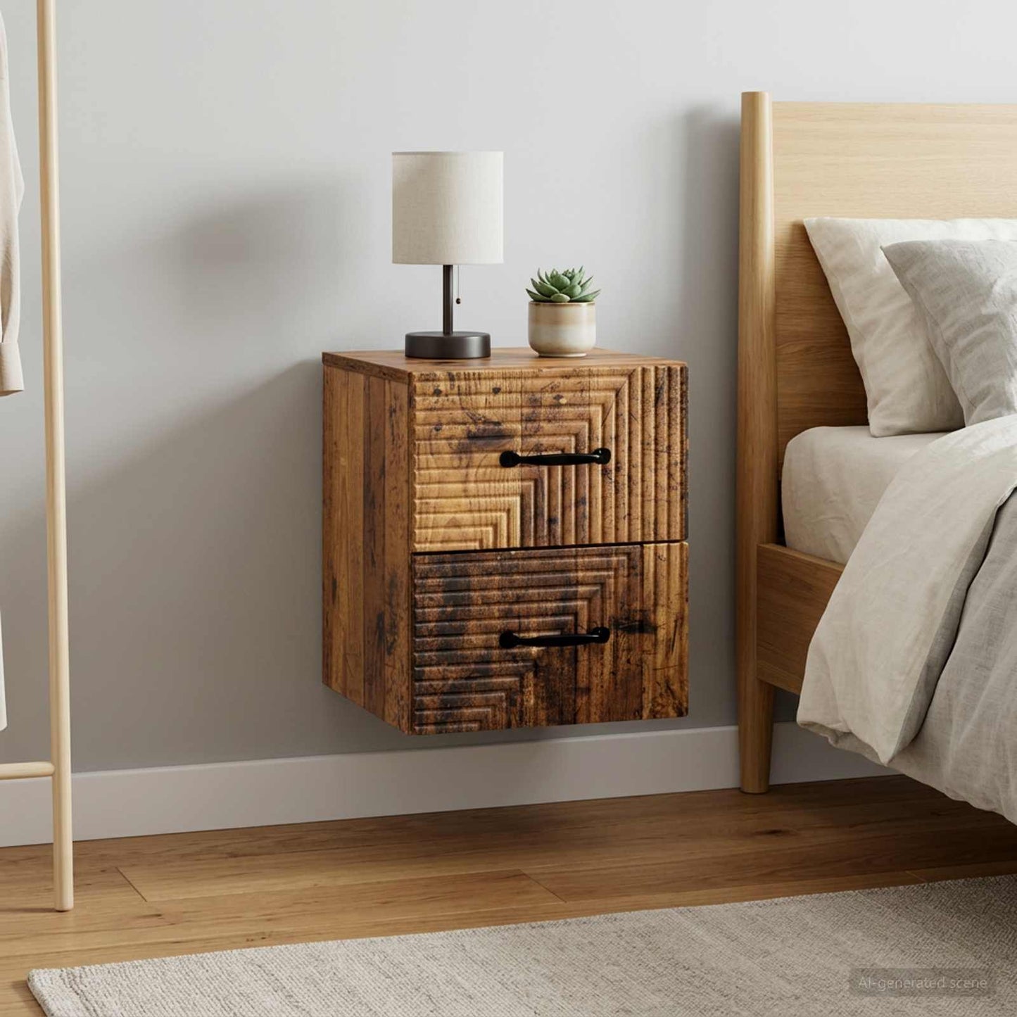 Wall-Mounted Bedside Cabinet 2 pcs Old Wood 34.5 x 33 x 40 cm
