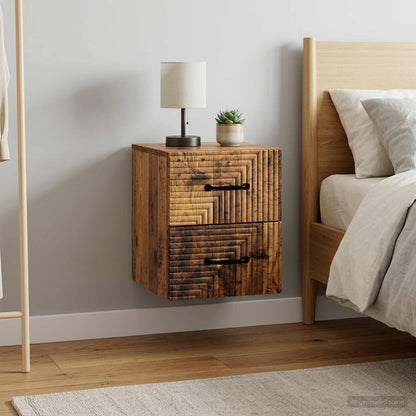 Wall-Mounted Bedside Cabinet 2 pcs Old Wood 34.5 x 33 x 40 cm