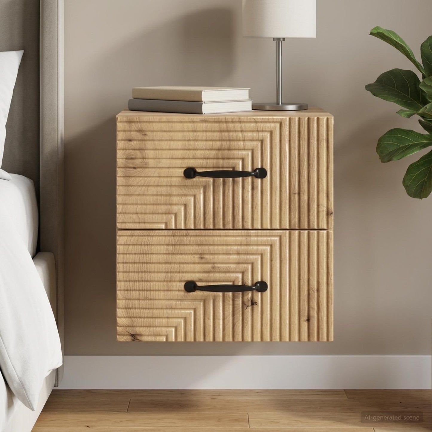 Wall-Mounted Bedside Cabinet Artisan Oak 34.5 x 33 x 40 cm