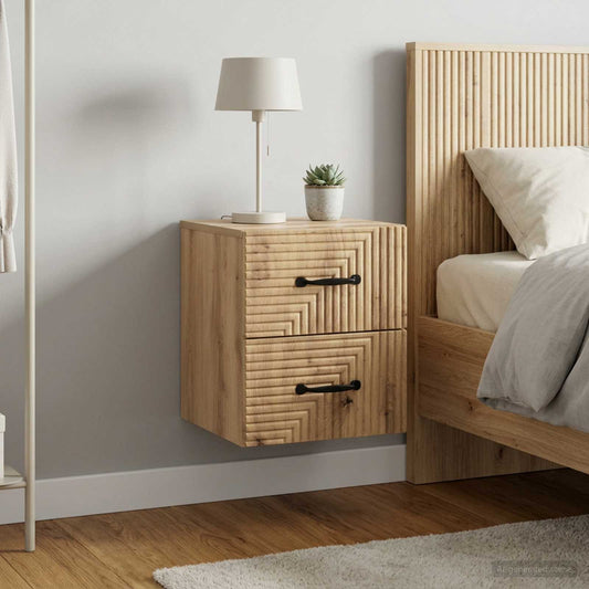 Wall-Mounted Bedside Cabinet 2 pcs Artisan Oak