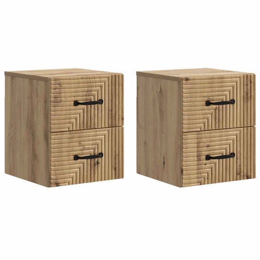 Wall-Mounted Bedside Cabinet 2 pcs Artisan Oak