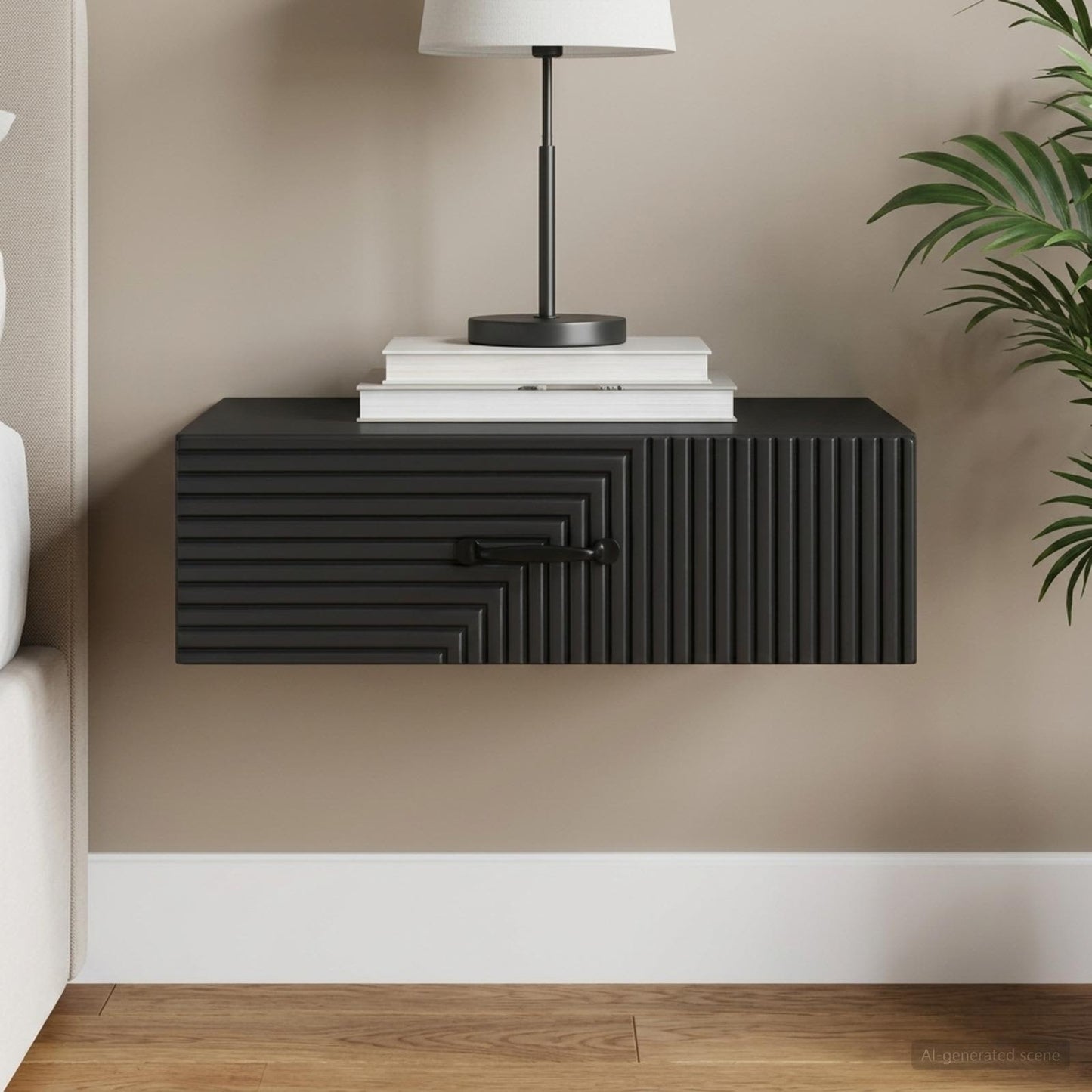Wall-Mounted Side Table 59 x 34.5 x 17 cm Engineered Wood Black
