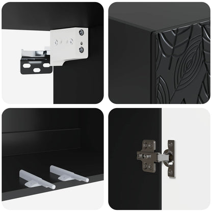 Wall-Mounted Cabinet 66 x 34.5 x 90 cm Engineered Wood Black