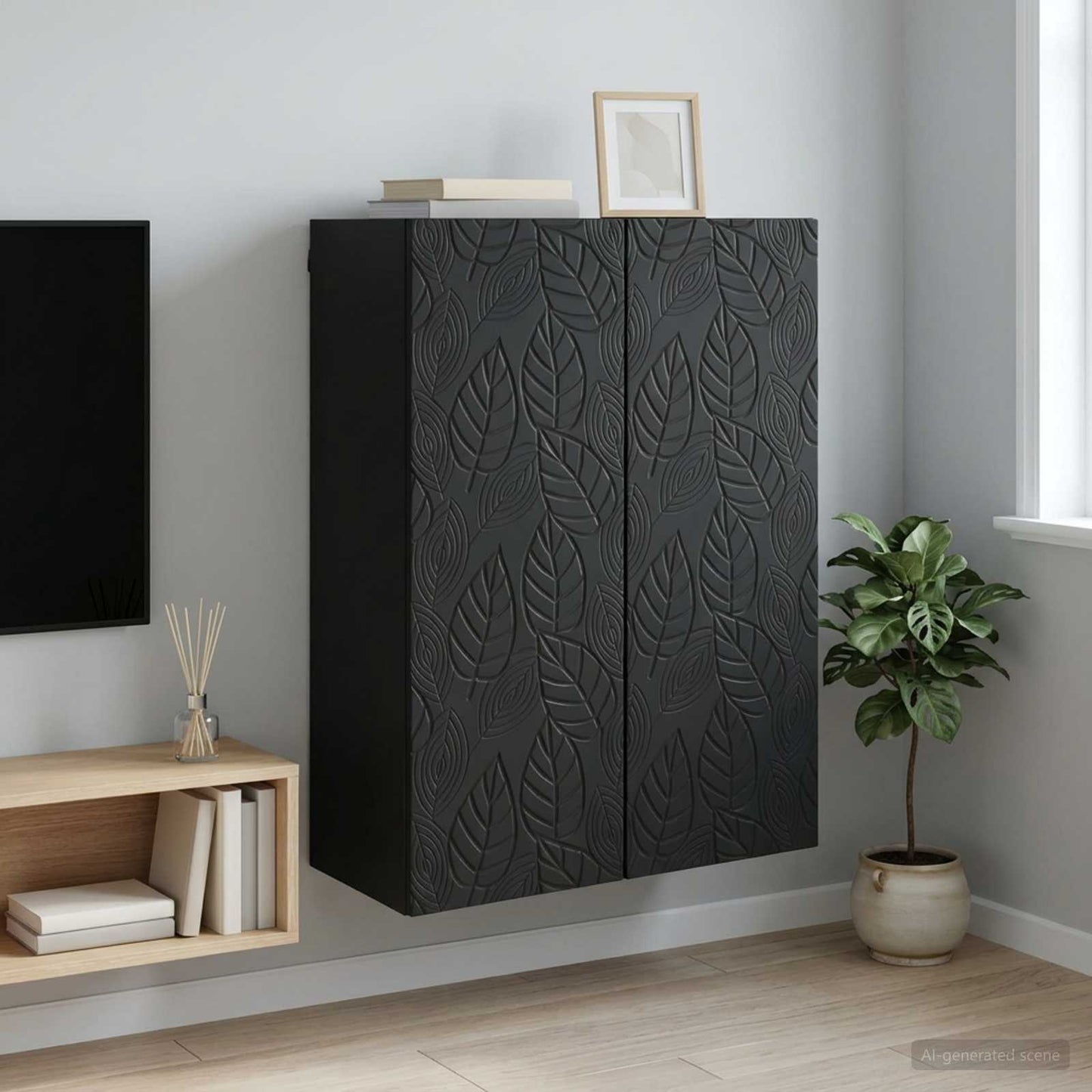 Wall-Mounted Cabinet 66 x 34.5 x 90 cm Engineered Wood Black
