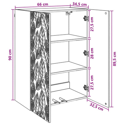 Wall-Mounted Cabinet Black 66 x 34.5 x 90 cm Engineered Wood