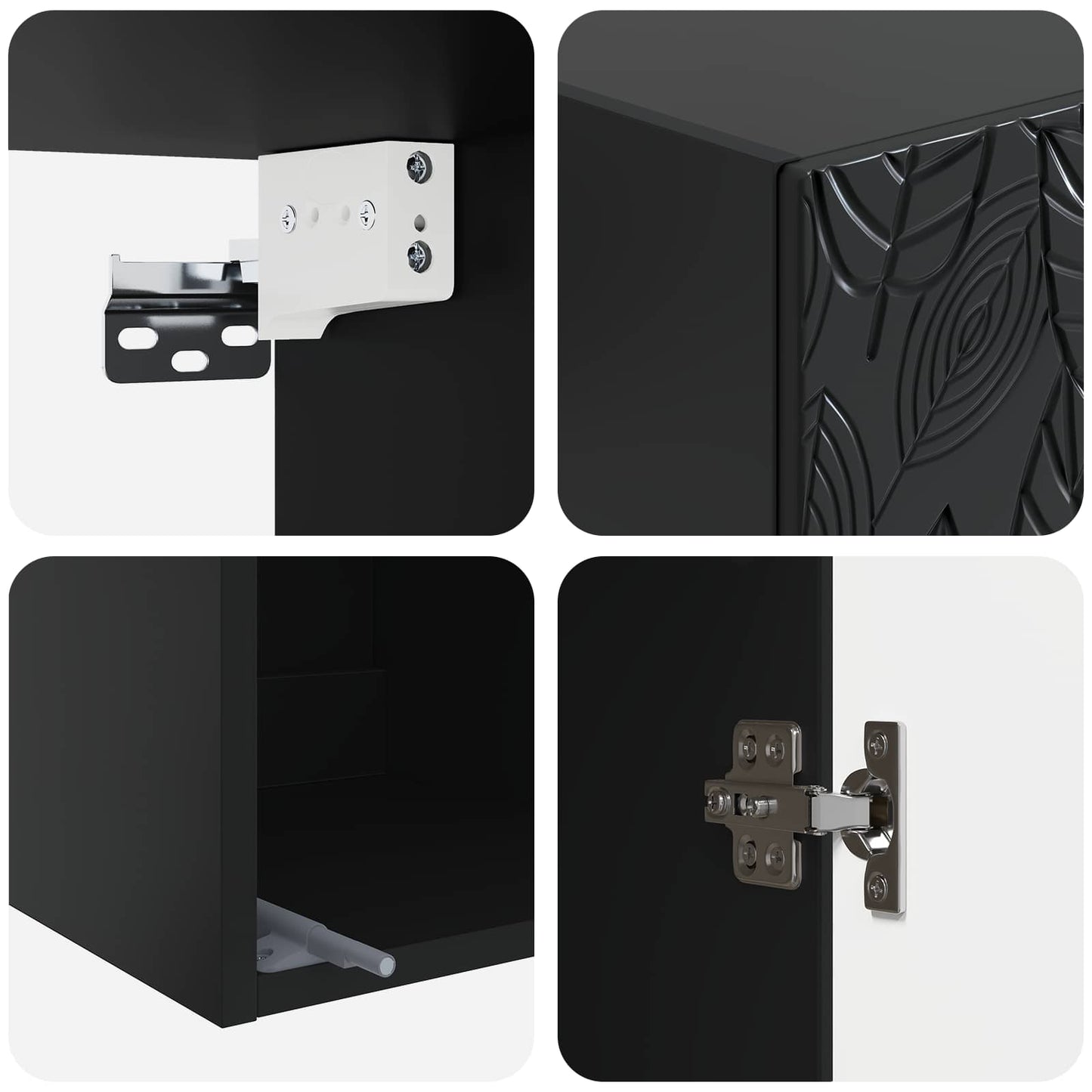 Wall-Mounted Cabinet 33 x 34.5 x 90 cm Engineered Wood Black