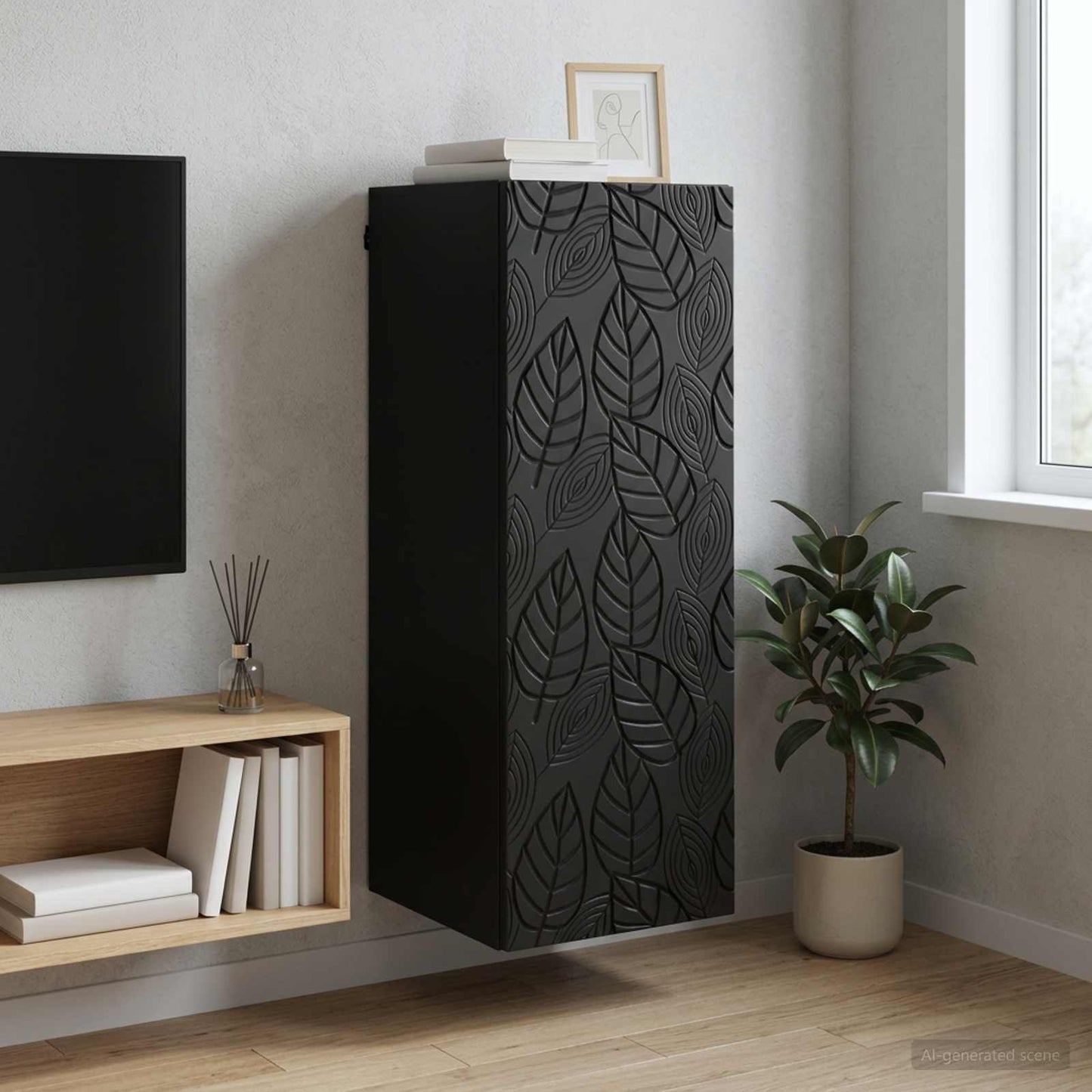 Wall-Mounted Cabinet 33 x 34.5 x 90 cm Engineered Wood Black