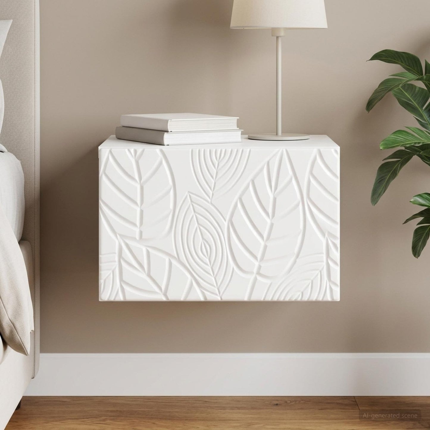 Wall-Mounted Side Table High Gloss White 34.5 x 33 x 20 cm