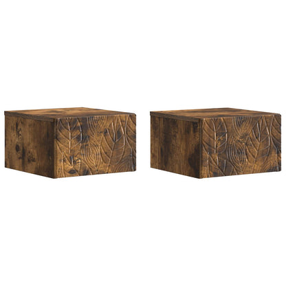 Wall-Mounted Side Table 2 pcs Smoked Oak 34.5 x 33 x 20 cm