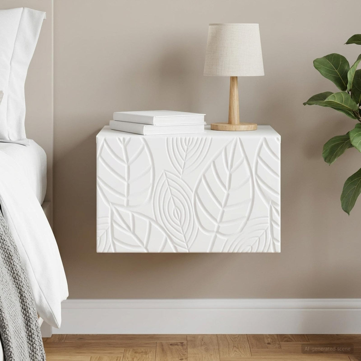 Wall-Mounted Bedside Cabinet White 49 x 34.5 x 20 cm