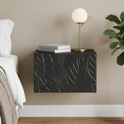Wall-Mounted Bedside Cabinet Black 49 x 34.5 x 20 cm