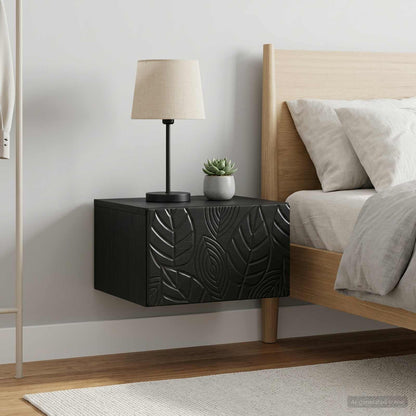 Wall-Mounted Bedside Cabinet 2 pcs Black 49 x 34.5 x 20 cm