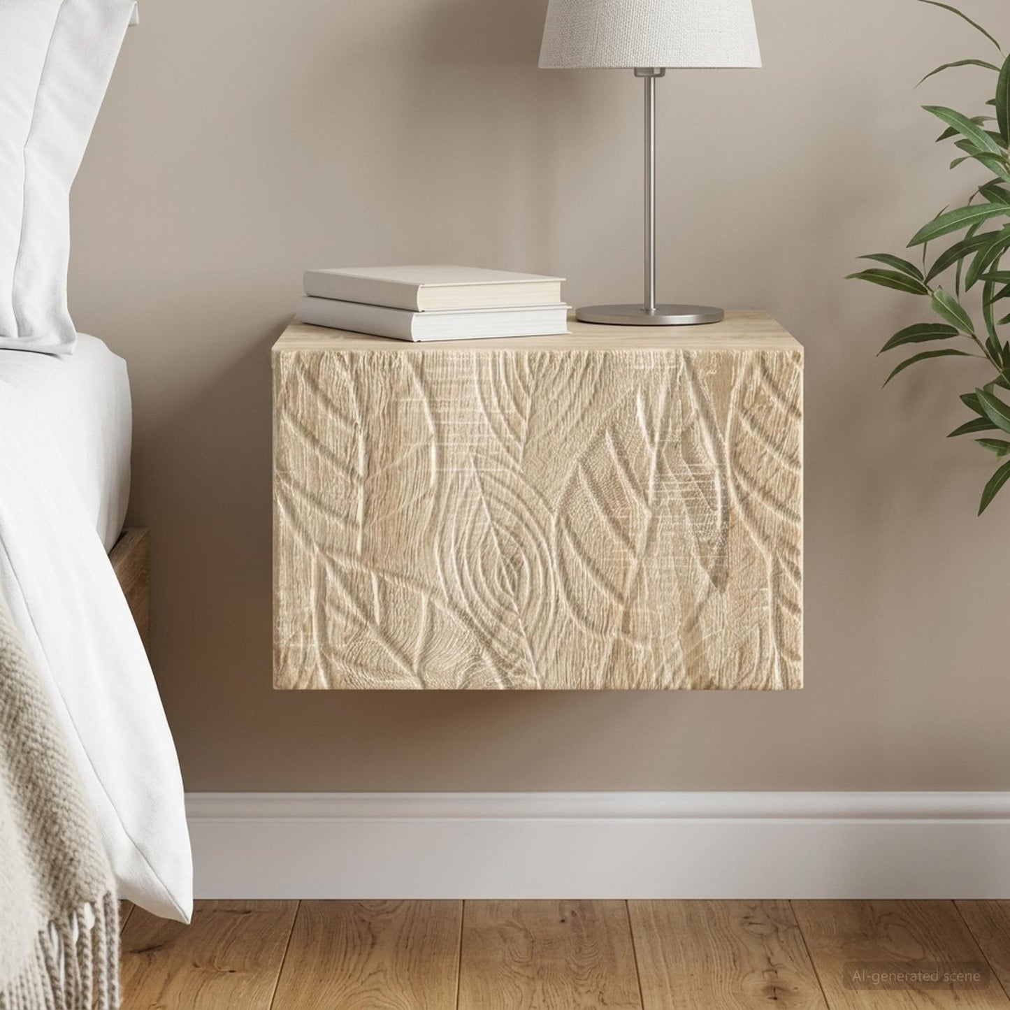 Wall-Mounted Bedside Cabinet Sonoma Oak 49 x 34.5 x 20 cm