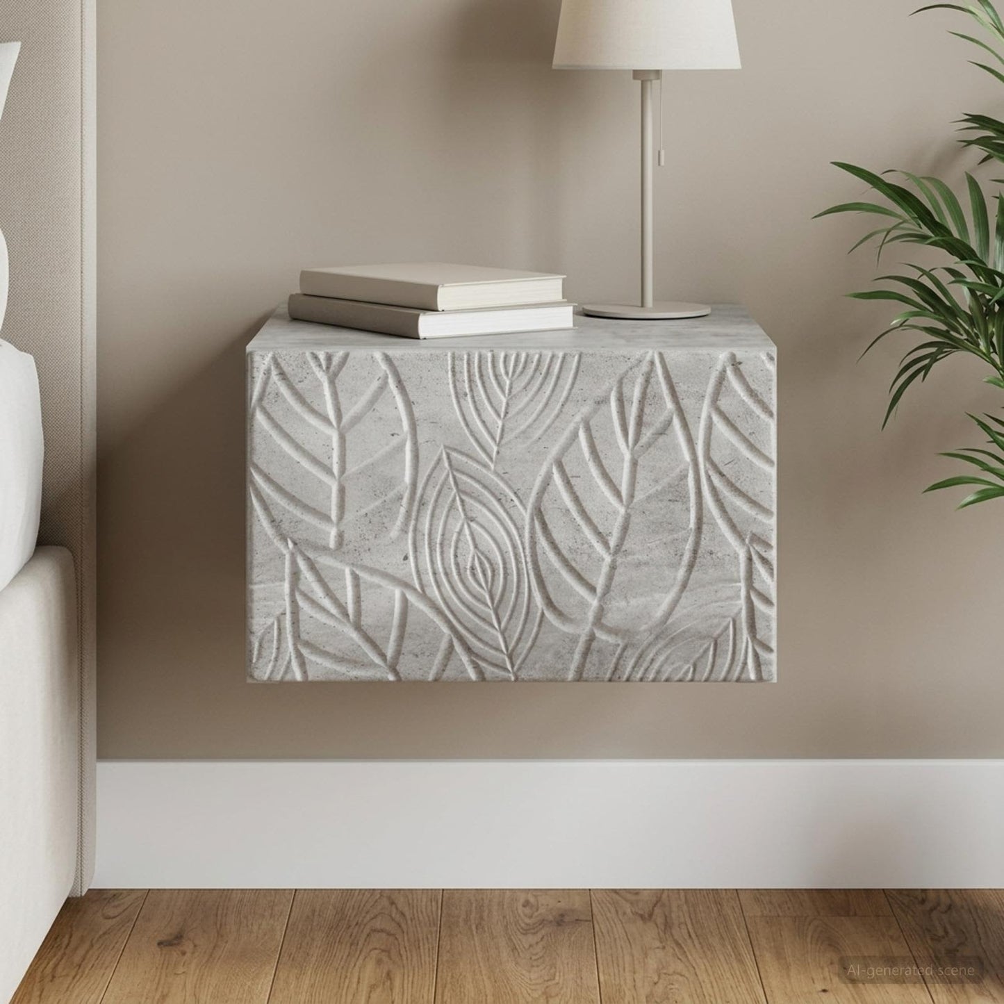Wall-Mounted Bedside Cabinet Concrete Grey 49 x 34.5 x 20 cm