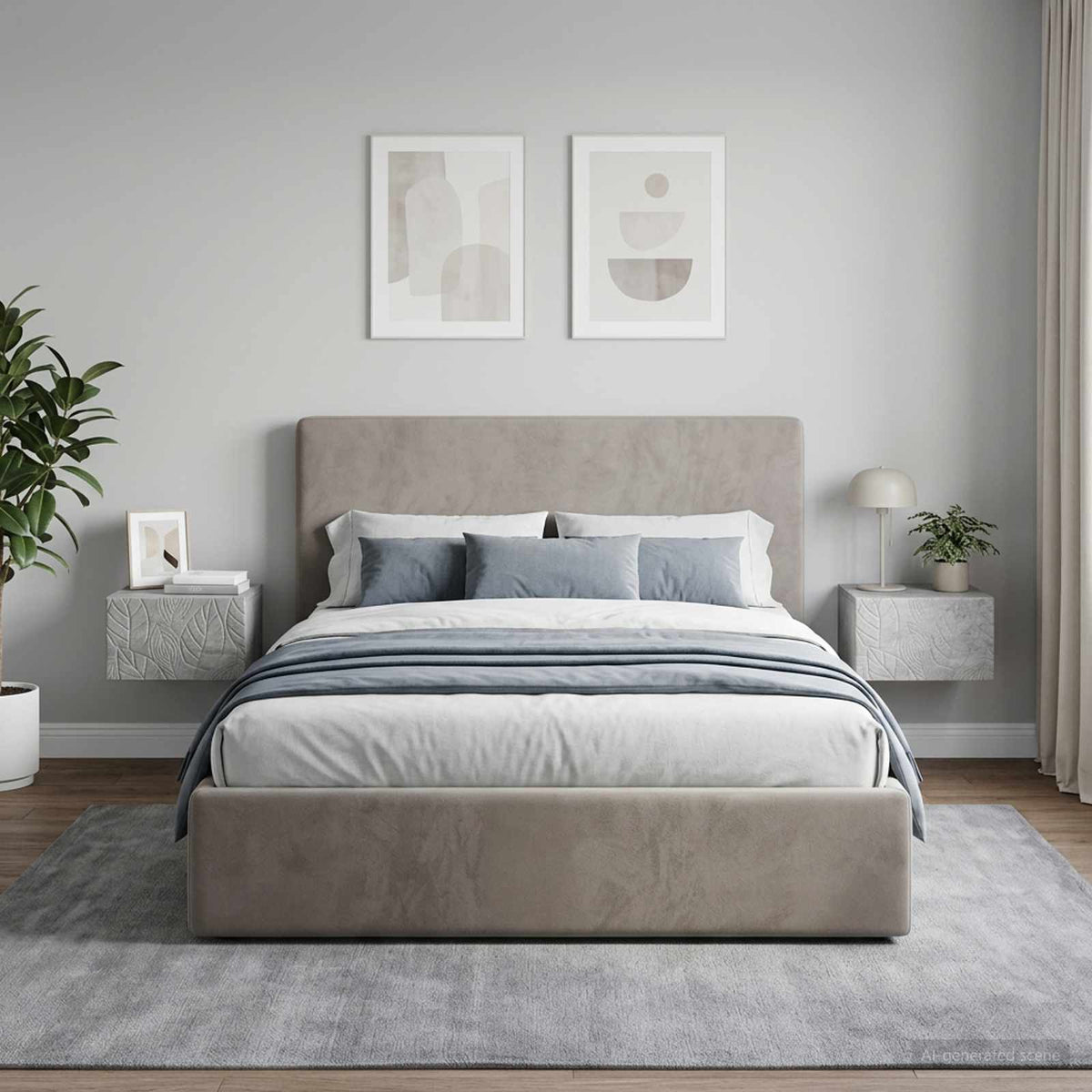 Wall-Mounted Bedside Cabinet 2 pcs Concrete Grey