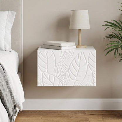 Wall-Mounted Bedside Cabinet High Gloss White 49 x 34.5 x 20 cm