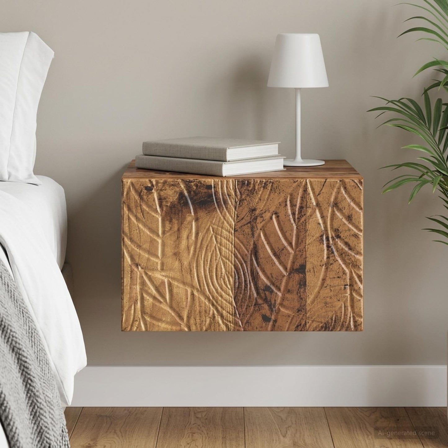 Wall-Mounted Bedside Cabinet Old Wood 49 x 34.5 x 20 cm