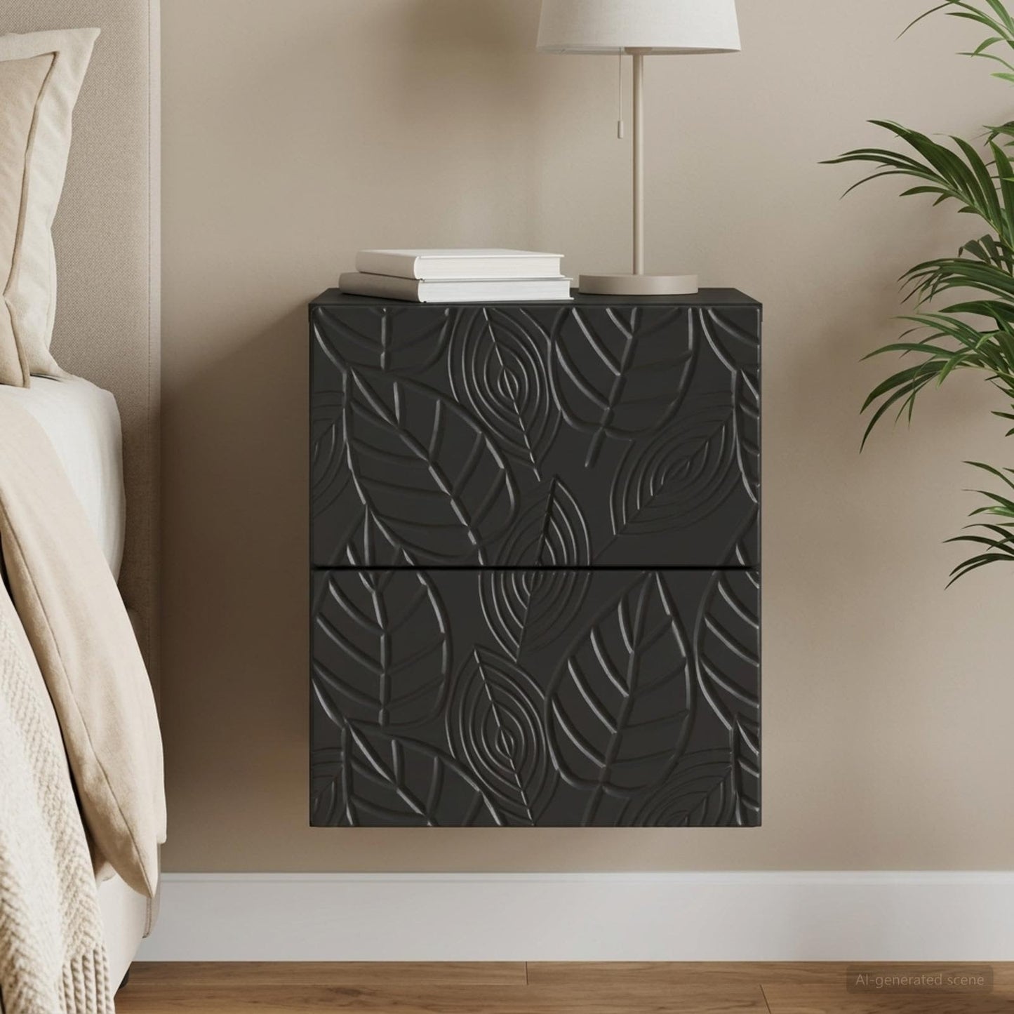Wall-Mounted Bedside Cabinet Black 34.5 x 33 x 40 cm