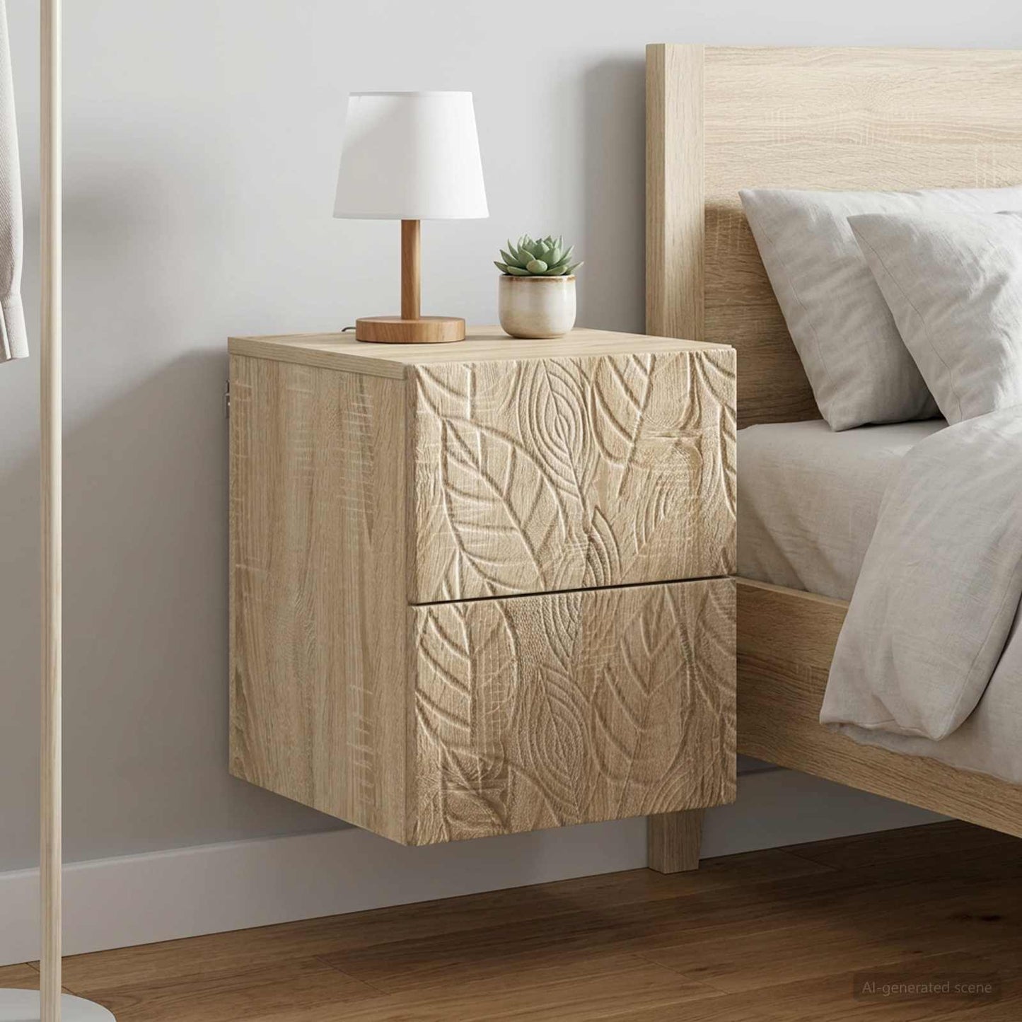 Wall-Mounted Bedside Cabinet 2 pcs Sonoma Oak 34.5 x 33 x 40 cm