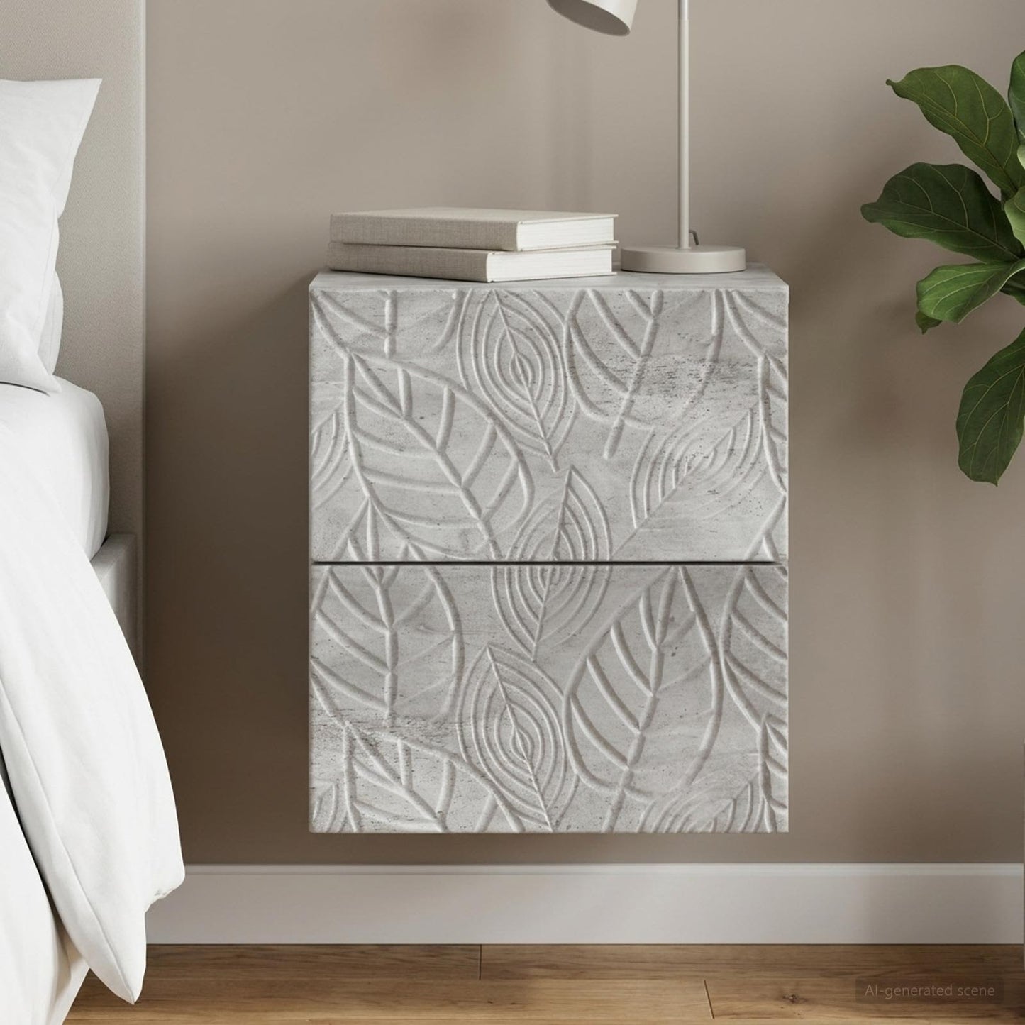 Wall-Mounted Bedside Cabinet Concrete Grey 34.5 x 33 x 40 cm