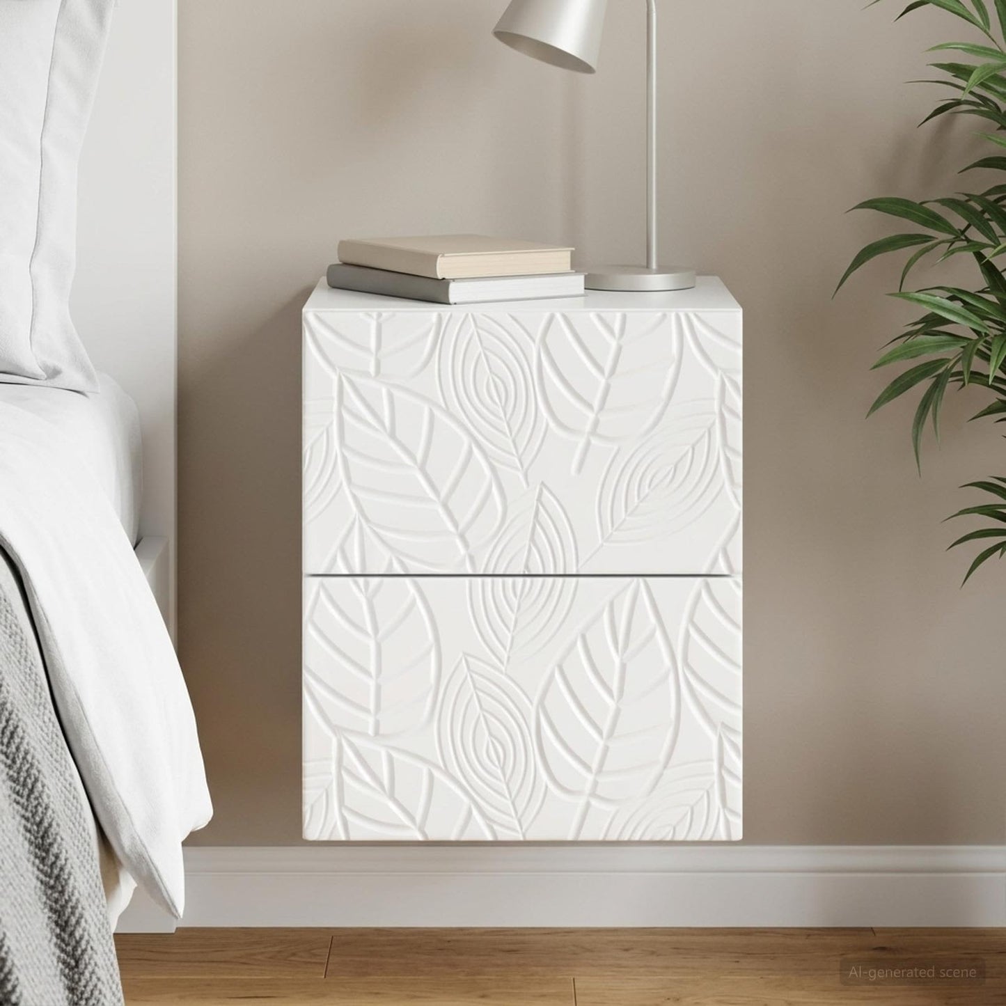 Wall-Mounted Bedside Cabinet High Gloss White 34.5 x 33 x 40 cm
