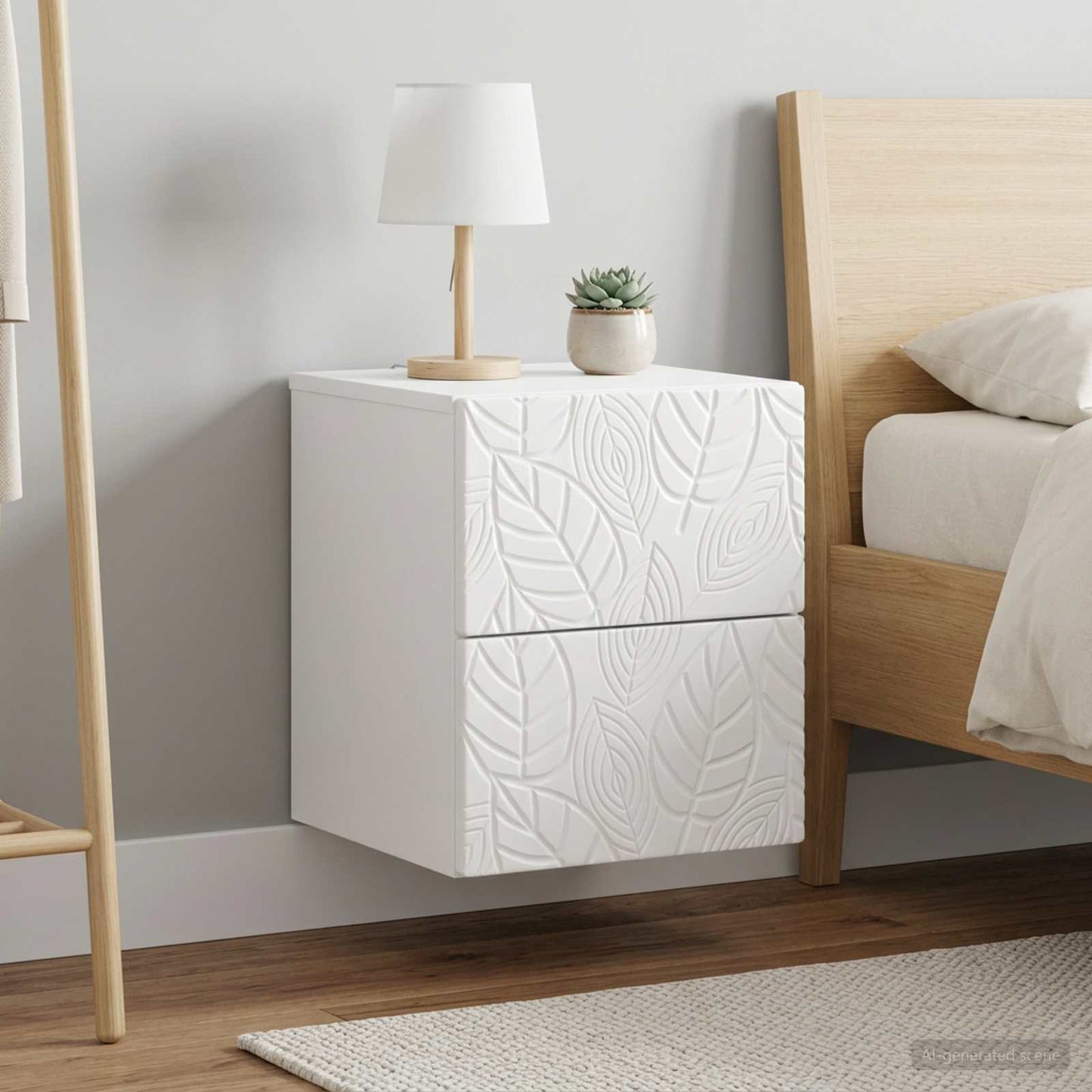 Wall-Mounted Bedside Cabinet 2 pcs High Gloss White