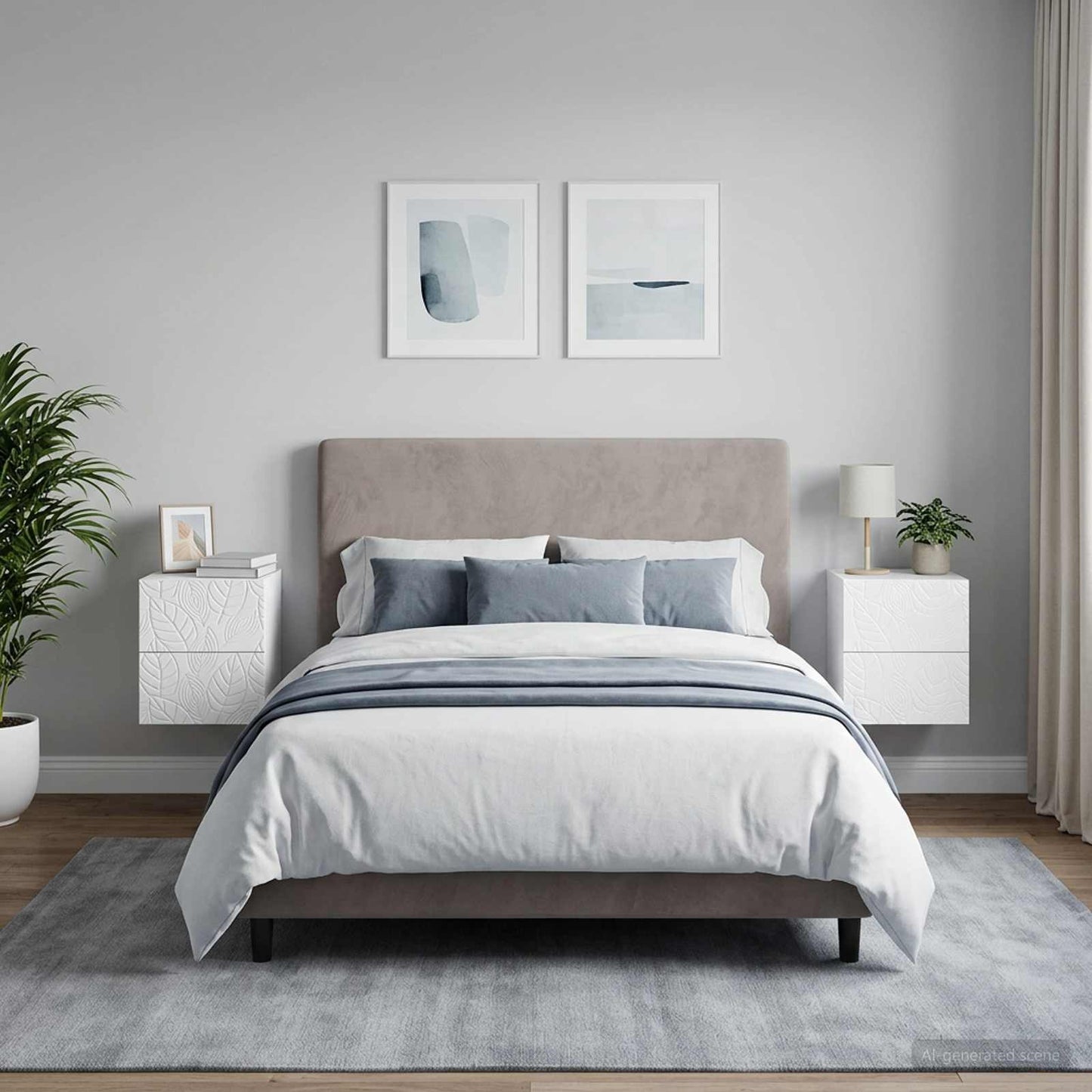 Wall-Mounted Bedside Cabinet 2 pcs High Gloss White