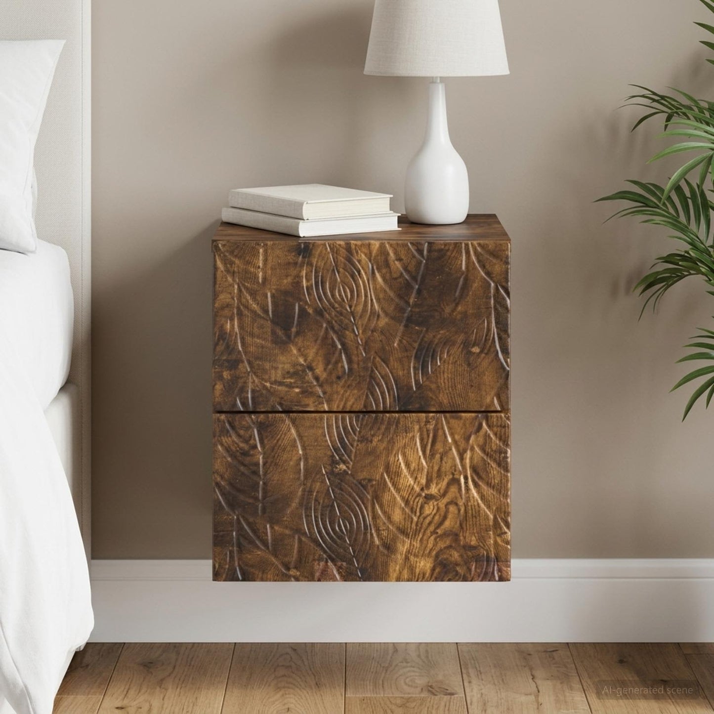 Wall-Mounted Bedside Cabinet Smoked Oak 34.5 x 33 x 40 cm