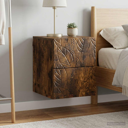 Wall-Mounted Bedside Cabinet 2 pcs Smoked Oak 34.5 x 33 x 40 cm