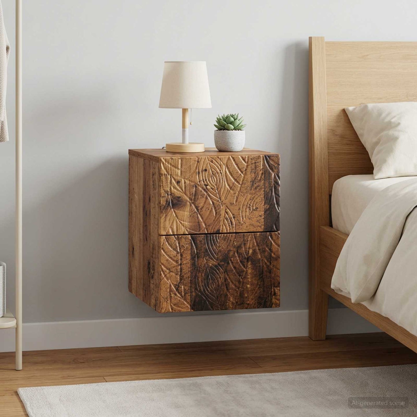 Wall-Mounted Bedside Cabinet 2 pcs Old wood 34.5 x 33 x 40 cm