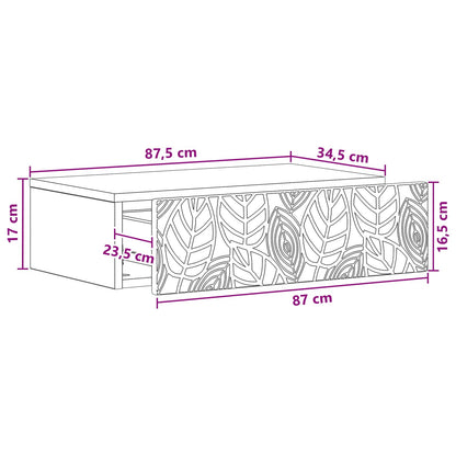 Wall-Mounted Side Table Black 87.5 x 34.5 x 17 cm