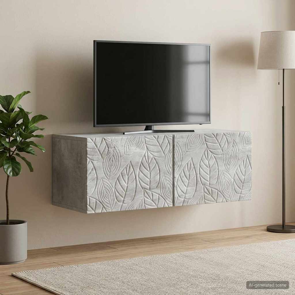 Wall-Mounted TV Cabinet 59.5 x 41 x 30 cm Concrete Grey