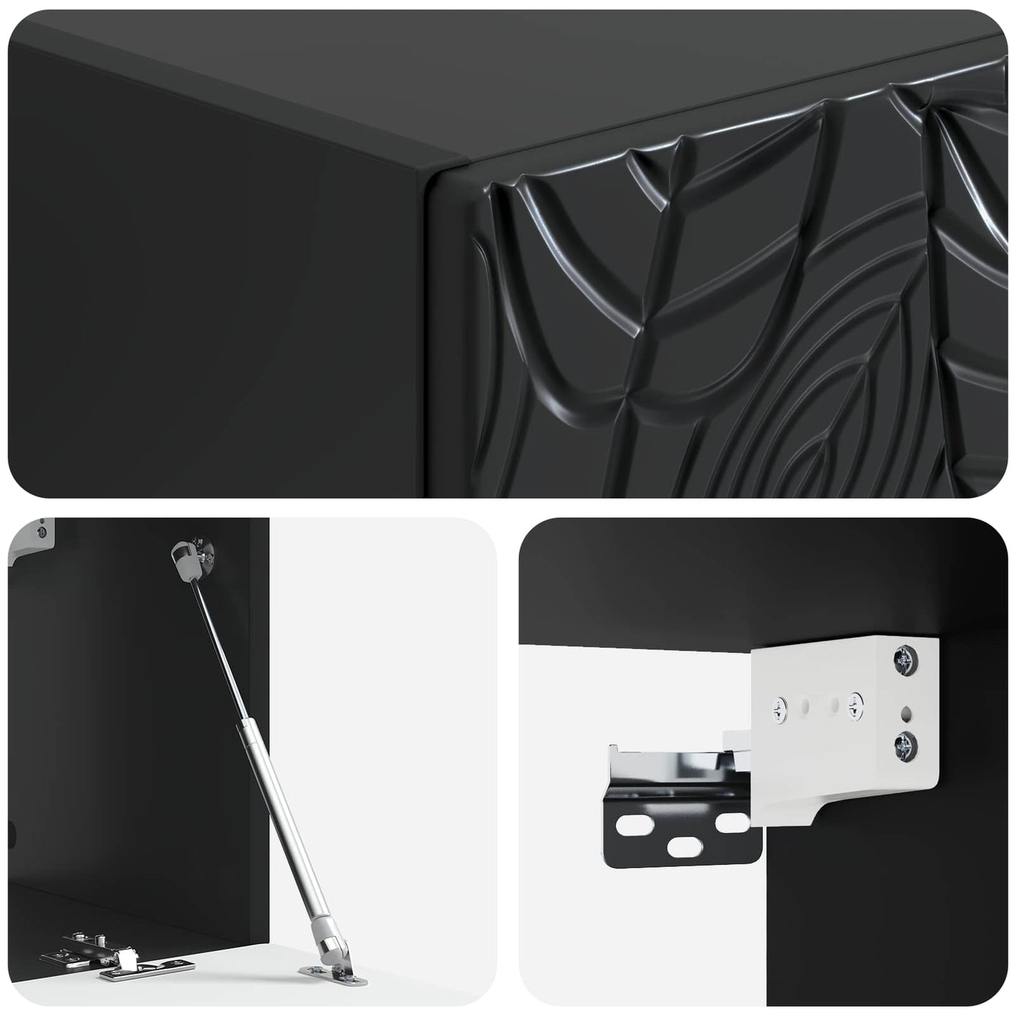 Wall-Mounted TV Cabinet 59.5 x 31 cm Black Engineered Wood