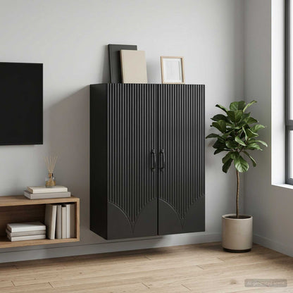 Wall-Mounted Cabinet 66 x 34.5 x 90 cm Engineered Wood Black