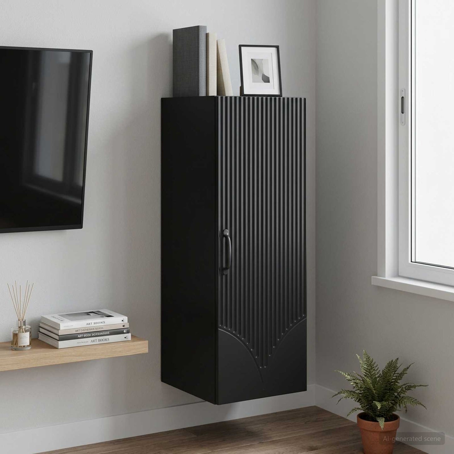 Wall-Mounted Cabinet 33 x 34.5 x 90 cm Engineered Wood Black