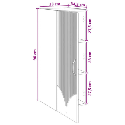 Wall-Mounted Cabinet High Gloss White 33 x 34.5 x 90 cm