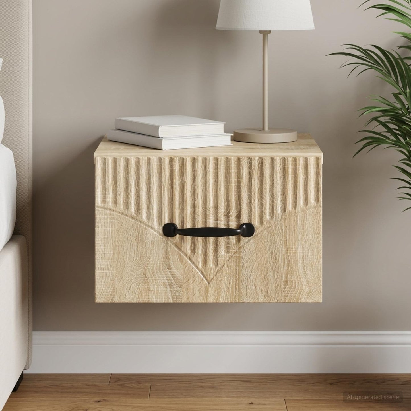Wall-Mounted Bedside Cabinet Sonoma Oak 34.5 x 33 x 20 cm