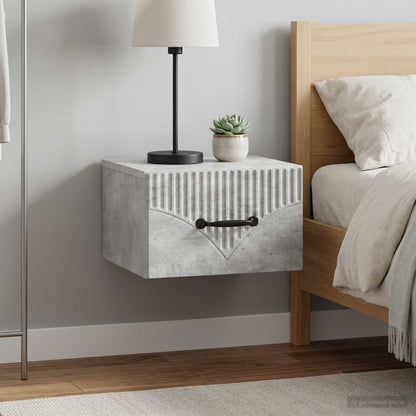 Wall-Mounted Bedside Cabinet 2 pcs Concrete Grey