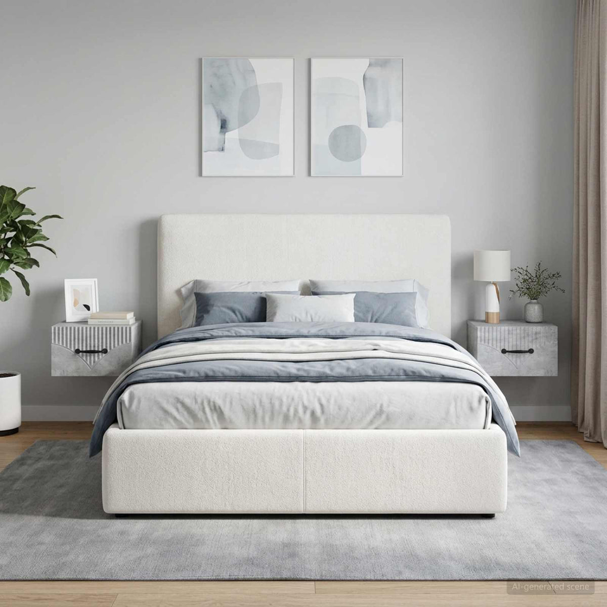 Wall-Mounted Bedside Cabinet 2 pcs Concrete Grey