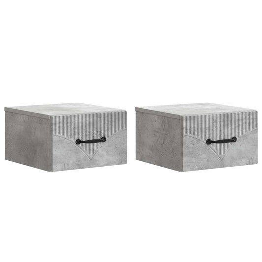 Wall-Mounted Bedside Cabinet 2 pcs Concrete Grey