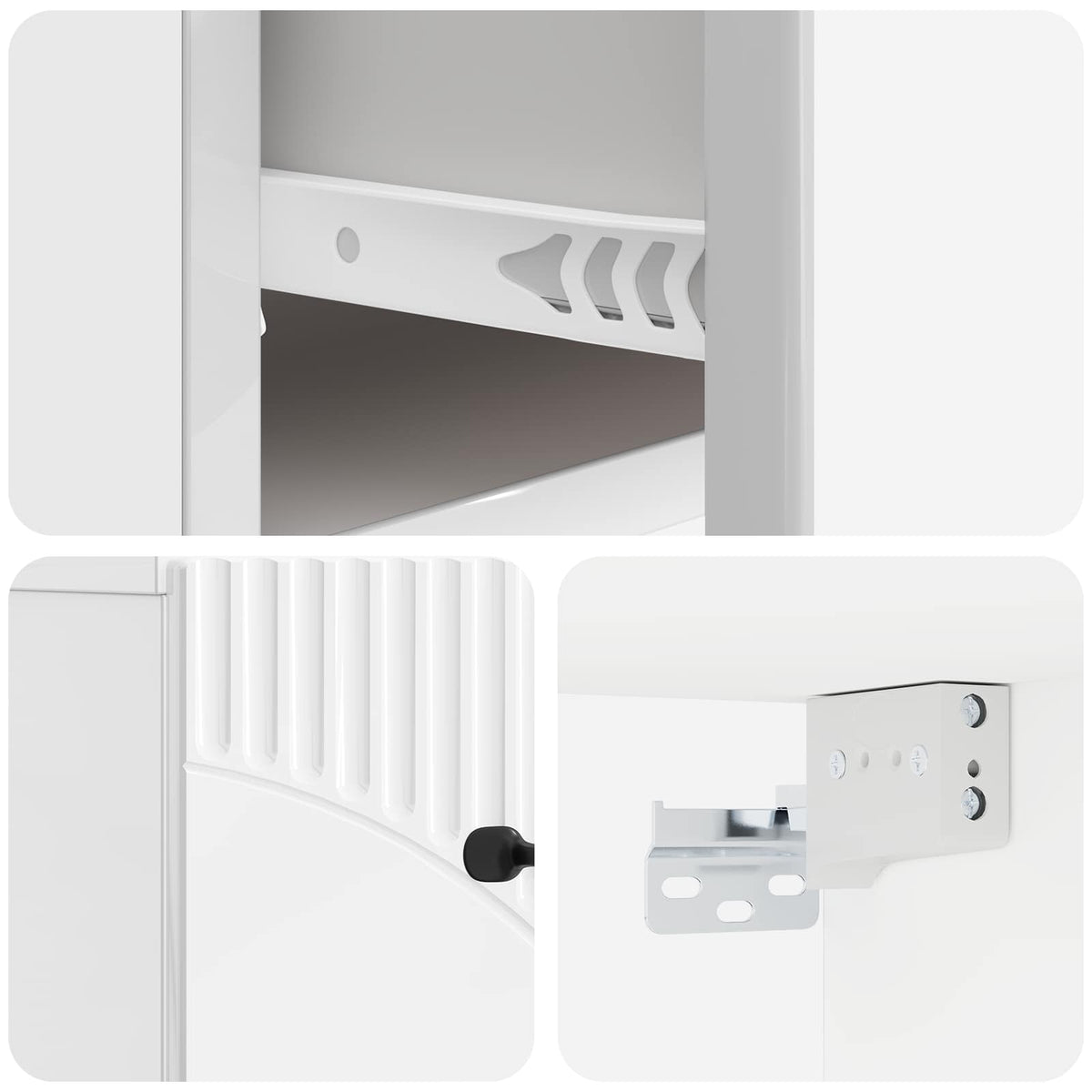 Wall-Mounted Bedside Cabinet 2 pcs High Gloss White